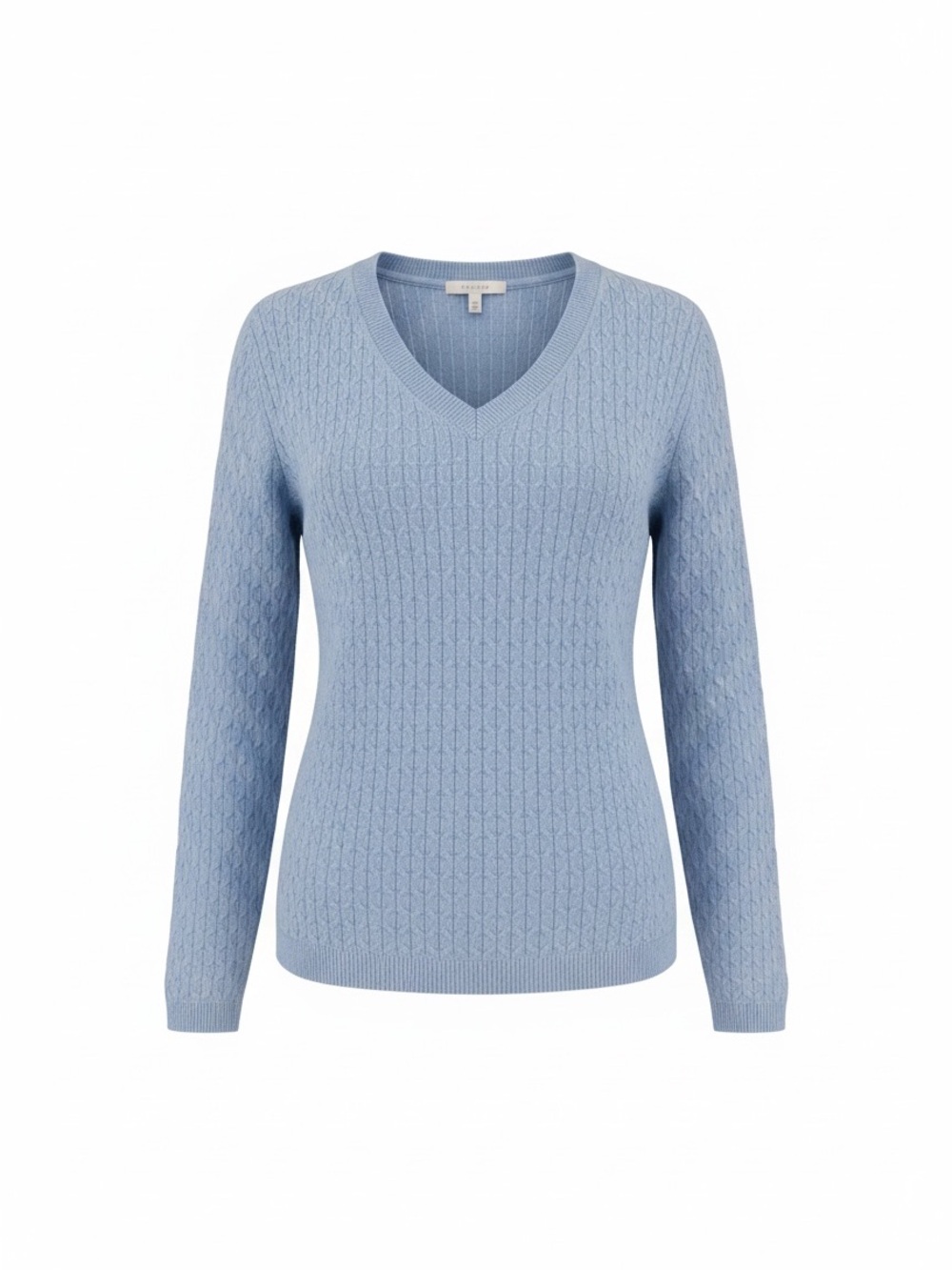 Tommy Hilfiger Light Blue Cable Knit V-Neck Sweater Womens Large 1147484 Preppy